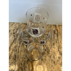 SET OF 4 KING JACK QUEEN ACE PLAYING CARD DRINKING GLASS NO BRAND Drinkware